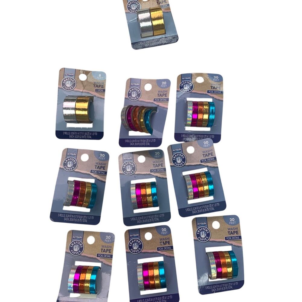 10 New ArtSkills Crafter's Closet Foil Gold Rainbow SilverWashi Tape Craft Lot